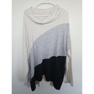 Maurices Women's Cowel Neck Swester Striped, White/gray/black, 3XL (3)